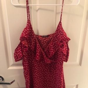 SHEIN red cold shoulder dress